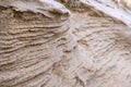 Closeup of sand with waves pattern. Beautiful natural background. Sand sea beach. Royalty Free Stock Photo