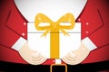 Closeup, Santa claus give gift to you, vector art