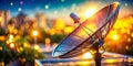 CloseUp Satellite Dish Receiver Engineering Precision and Deep Focus in a Stunning Detail Shot Royalty Free Stock Photo