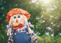 Closeup of a Scarecrow in the autumn garden Royalty Free Stock Photo