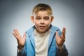 Closeup Scared and shocked little boys. Human emotion face expression Royalty Free Stock Photo