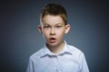 Closeup Scared and shocked little boys. Human emotion face expression Royalty Free Stock Photo