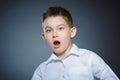 Closeup Scared and shocked little boys. Human emotion face expression Royalty Free Stock Photo