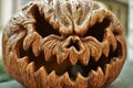 Closeup Scary Pumpkin Background Angry Face Pumpkin Halloween Royalty Free Stock Photo