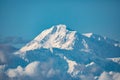 Closeup scenic view of Denali mountain peak at summer in Alaska