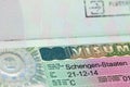 Closeup of the Schengen visa Royalty Free Stock Photo