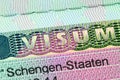 Closeup of the Schengen visa Royalty Free Stock Photo