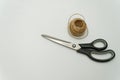 sew equipment, scissors on white background