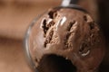 Closeup scooping chocolate ice cream