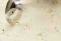 Closeup of scooping lemon mint sorbet with spoon Royalty Free Stock Photo