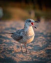 Closeup of a screaming seagull on the sands Royalty Free Stock Photo