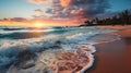 Closeup sea sand beach. Panoramic beach landscape. AI generate