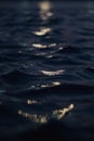 Closeup of sea water rippling at night