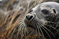 closeup of seals whiskers as it hunts for prey