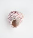 Closeup seashell white with pink dots isolated Royalty Free Stock Photo