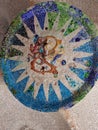 Closeup of the seasons symbol in Park Guell, Barcelona,Spain