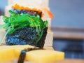 Closeup of seaweed sushi