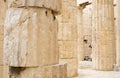 Closeup of Sections of Classic Marble Columns on the Acropolis Hills of Athens