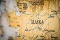 Selective Focus Of Alaska State On A Geographical And Political State Map Of The USA