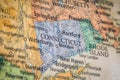 Selective Focus Of Connecticut State On A Geographical And Political State Map Of The USA
