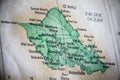 Selective Focus Of Hawaii State On A Geographical And Political State Map Of The USA