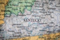 Selective Focus Of Kentucky State On A Geographical And Political State Map Of The USA