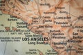 Selective Focus Of Los Angeles California On A Geographical And Political State Map Of The USA