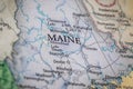 Selective Focus Of Maine State On A Geographical And Political State Map Of The USA