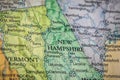 Selective Focus Of New Hampshire State On A Geographical And Political State Map Of The USA