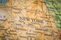 Selective Focus Of New York State On A Geographical And Political State Map Of The USA