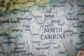 Selective Focus Of North Carolina State On A Geographical And Political State Map Of The USA Royalty Free Stock Photo