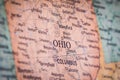 Selective Focus Of Ohio State On A Geographical And Political State Map Of The USA Royalty Free Stock Photo