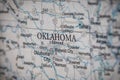 Selective Focus Of Oklahoma State On A Geographical And Political State Map Of The USA