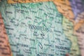 Selective Focus Of Pennsylvania State On A Geographical And Political State Map Of The USA