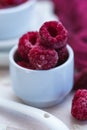 Closeup selective focus shot of a small portion of tasty looking raspberries