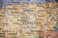 Selective Focus Of Tennessee State On A Geographical And Political State Map Of The USA Royalty Free Stock Photo