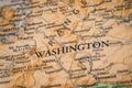 Selective Focus Of Washington State On A Geographical And Political State Map Of The USA