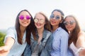 A closeup selfie of groups of female students Royalty Free Stock Photo