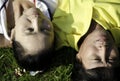 Closeup of senior couple lying on the grass Royalty Free Stock Photo