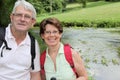 Closeup of senior couple on a rambling day Royalty Free Stock Photo