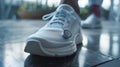 Closeup of a sensor attached to a shoe measuring steps taken and sending reminders for goalbased activity levels