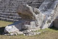 Closeup serpent head El Castillo at Chichen Itza Royalty Free Stock Photo