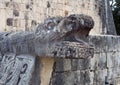 Closeup serpent head on the Platform of the Eagles and Jaquars, Chichen Itza Royalty Free Stock Photo