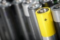 Closeup of a set small batteries Royalty Free Stock Photo