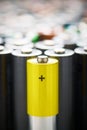 Closeup of a set small batteries Royalty Free Stock Photo