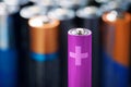 Closeup of a set small batteries Royalty Free Stock Photo