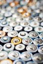 Closeup of a set small batteries Royalty Free Stock Photo