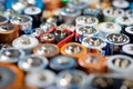 Closeup of a set small batteries Royalty Free Stock Photo