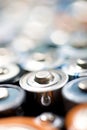 Closeup of a set small batteries Royalty Free Stock Photo