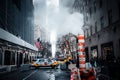 Closeup of a sewer with steam coming out in the streets of Manhattan, New York City Royalty Free Stock Photo